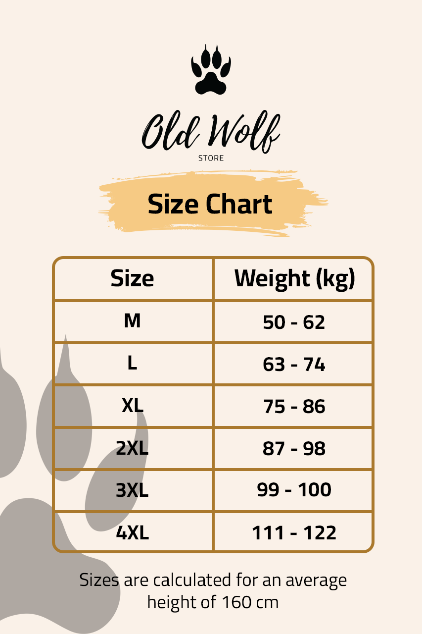 Size Chart for الطقم MX